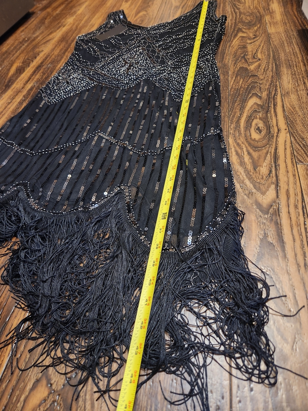 Fundaisy NWT Black Sequin Beaded Embellished Flapper Evening Gown Dress SZ XL - Picture 14 of 16